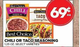 Price Cutter Chili or taco seasoning best choice offer