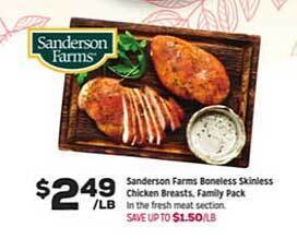 Grocery Outlet Sanderson farms boneless skinless chicken breasts, family pack offer