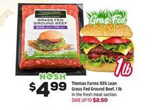 Grocery Outlet Thomas farms 93% lean grass fed ground beef offer