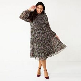 Kohl's Plus size draper james rsvp™ long sleeve smocked tiered dress offer