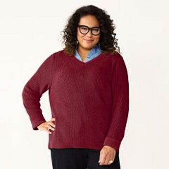 Kohl's Plus size croft & barrow® placed cable pullover sweater offer