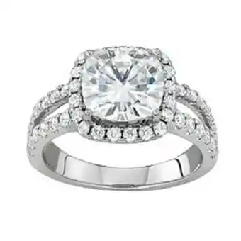 Kohl's Womens charles & colvard 14k white gold 4-1/4 carat t.w. lab-created moissanite split-shank halo cushion ring offer