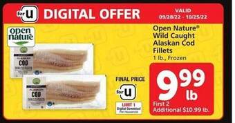 Vons Open nature wild caught alaskan cod fillets offer