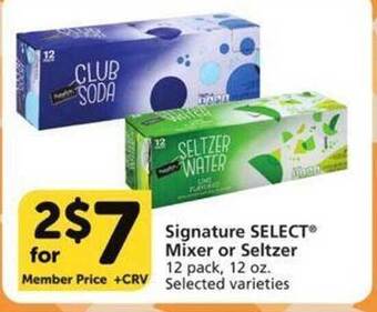Vons Signature select mixer or seltzer offer