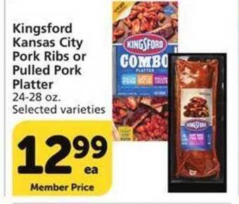 Vons Kingsford kansas city pork ribs or pulled pork platter offer