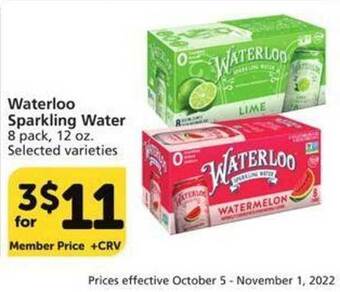 Vons Waterloo sparkling water offer