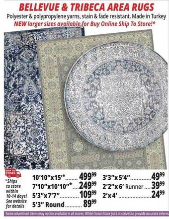 Ocean State Job Lot Bellevue & tribeca area rugs offer