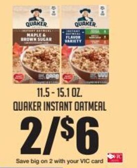 Harris Teeter Quaker Instant Oatmeal offer