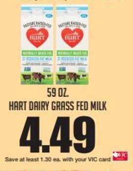 Harris Teeter Hart Dairy Grass Fed Milk offer