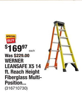The Home Depot Werner leansafe x5 14 ft. reach height fiberglass multi-position ladder, 375 lbs. load capacity type iaa offer