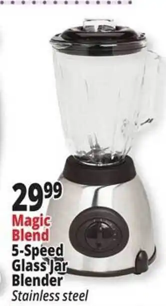 Ocean State Job Lot Magic blend 5-speed glass jar blender offer
