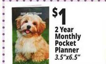 Ocean State Job Lot 2 year monthly pocket planner offer