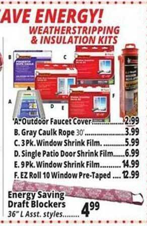 Ocean State Job Lot Energy saving draft blockers offer