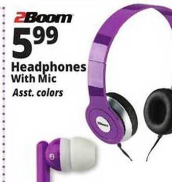 Ocean State Job Lot 2boom headphones with mic offer