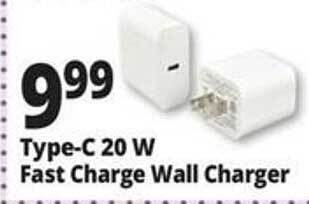 Ocean State Job Lot Type-c 20 w fast charge wall charger offer