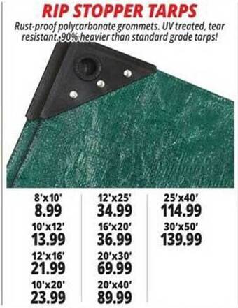 Ocean State Job Lot Rip stopper tarps offer