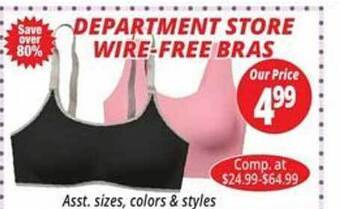 Ocean State Job Lot Department store wire-free bras offer