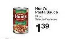 Price Chopper Hunt's pasta sauce offer