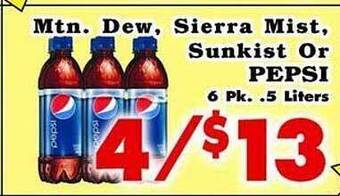 Foodland Mtn. dew, sierra mist, sunkist or pepsi offer