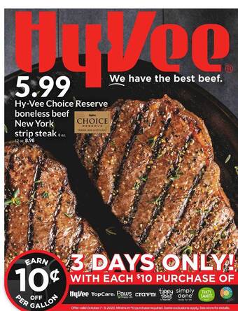 Hy-Vee Hy-vee choice reserve boneless beef new york strip steak offer