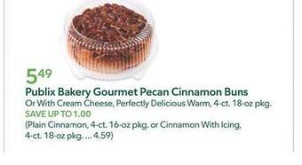 Publix Publix bakery gourmet pecan cinnamon buns offer