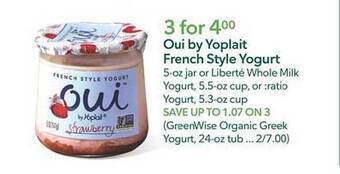Oui by yoplait french style yogurt