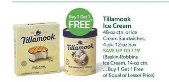 Publix Tillamook ice cream offer