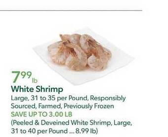Publix White shrimp offer