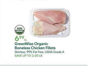 Publix Greenwise organic boneless chicken fillets offer