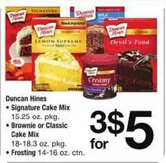 Safeway Duncan hines signature cake mix, brownie or classic cake mix or frosting offer