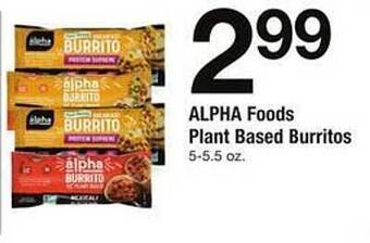 Safeway Alpha foods plant based burritos offer