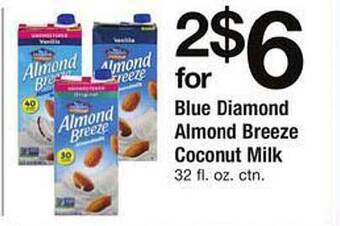 Safeway Blue diamond almond breeze coconut milk offer