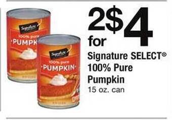 Safeway Signature select 100% pure pumpkin offer