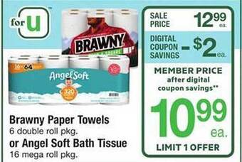 Safeway Brawny paper towels or angel soft bath tissue offer