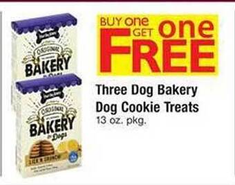 Safeway Three dog bakery dog cookie treats offer