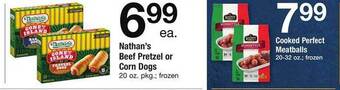 Safeway Nathan's beef pretzel or corn dogs offer