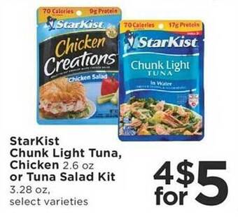 Cub Foods Starkist chunk light tuna, chicken or tuna salad kit offer