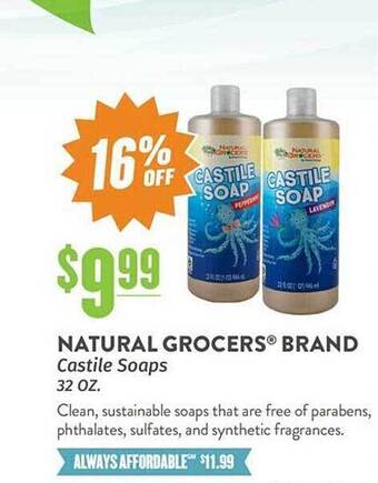 Natural Grocers Natural grocers brand castile soaps offer