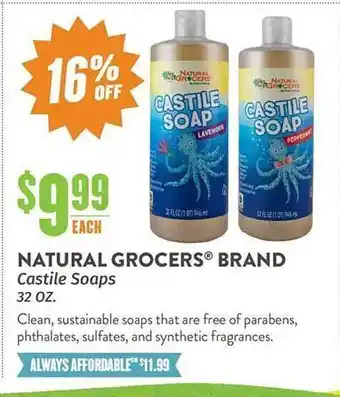 Natural Grocers Natural grocers brand castile soaps offer
