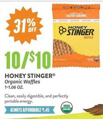 Natural Grocers Honey stinger organic waffles offer