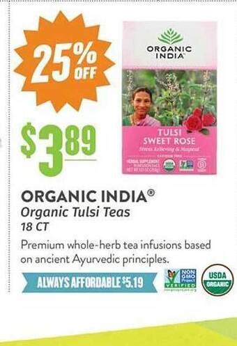 Natural Grocers Organic india organic tulsi teas offer
