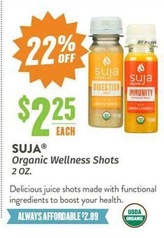 Natural Grocers Suja organic wellness shots offer
