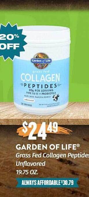 Natural Grocers Garden of life grass fed collagen peptides unflavored offer