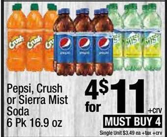 Super King Markets Pepsi, crush or sierra mist soda offer