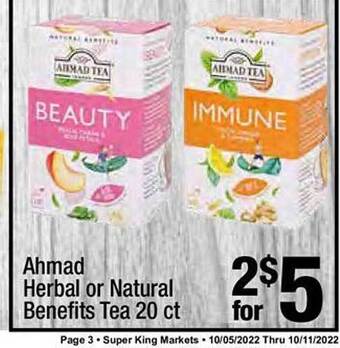 Super King Markets Ahmad herbal or natural benefits tea offer