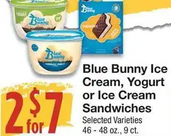 United Supermarkets Blue bunny ice cream, yogurt or ice cream sandwiches offer