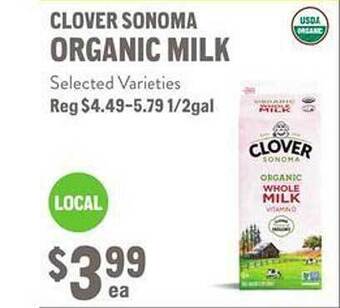 New Seasons Market Clover sonoma organic milk offer