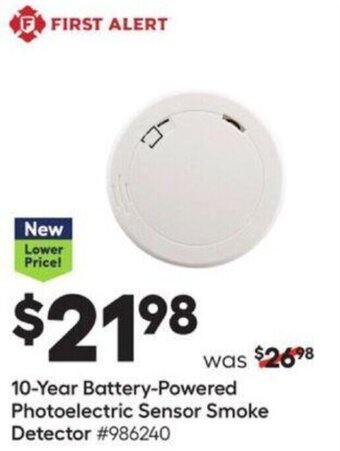Lowe's 10-Year Battery-Powered Photoelectric Sensor Smoke Detector offer