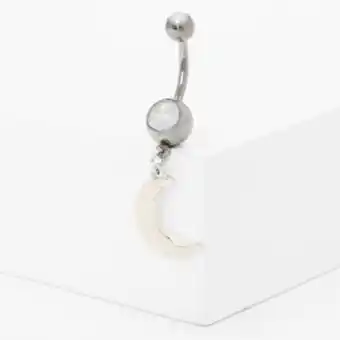Claire's Glow in the dark glitter moon 14g silver belly ring offer
