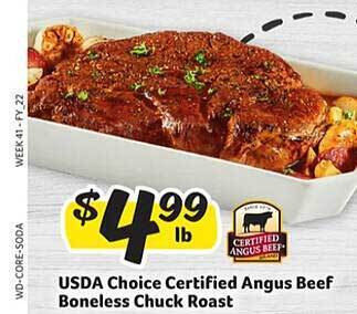 Winn Dixie Usda choice certified angus beef boneless chuck roast offer